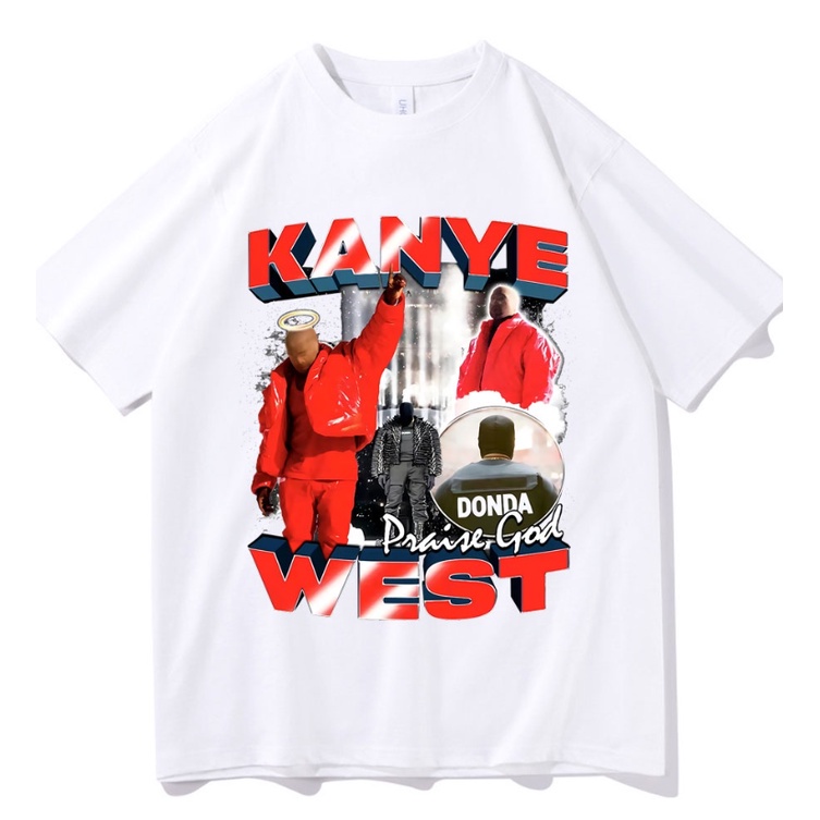 แฟชั่นใหม่ล่าสุด-ขายดี-เสื้อยืดแขนสั้น-พิมพ์ลายกราฟฟิคนักร้อง-kanye-west-portrait-สไตล์ฮิปฮอป-สตรีท-แฟชั่นสําหรับผู้ชาย