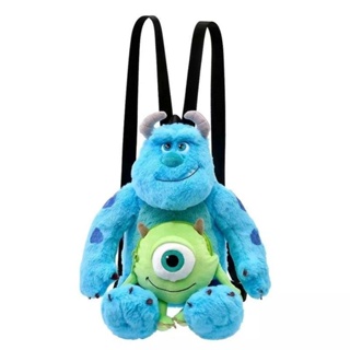 กระเป๋าสะพายคู่สำหรับเด็ก Blue Hair Monster Sullivan การ์ตูนตุ๊กตาตุ๊กตาน่ารัก One Eye Monster กระเป๋าเป้สะพายหลังขนาดใหญ่