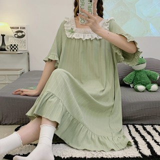 Summer new sweet pajamas womens collar lace Summer Homewear Casual Comfortable Short Sleeve Nightdress