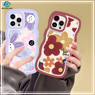 เคสโทรศัพท์มือถือ TPU ลายภาพวาดสีน้ํามัน รูปคลื่น ดอกไม้ สําหรับ Samsung A14 A04 A04E M23 A13 A03S A53 A73 A33 A02 A50S A30S A23 A22 A21S A12 A02S A11 A51 A10 A30 A52 A52S M12 A71 A53 A32