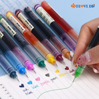 ปากกาหมึกเจล ความจุขนาดใหญ่ 0.5 มม. แบบแห้งเร็ว / ปากกาลูกลื่น ของเหลว แบบตรง / ปากกาเขียน ที่มีสีสัน เครื่องเขียนนักเรียน