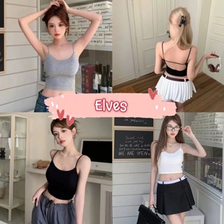 Elves✨พร้อมส่ง✨ เสื้อสายเดี่ยว มีฟองน้ำ เว้าด้านหลัง  ยืดกำลังดี ~FY2865~