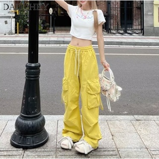 DaDuHey🎈 Womens  American Style Retro Overalls Hiphop Hip Hop Straight Wide Leg Pants High Waist Loose Casual Cargo Pants