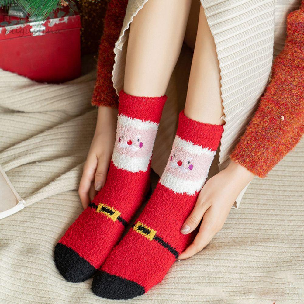 augustina-ถุงเท้าผู้หญิง-ลายการ์ตูนเป็ด-ซานต้าครอส-สไตล์เกาหลี-กวาง-คริสต์มาส-ชุดชั้นใน