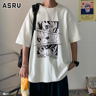 ASRV เสื้อยืด การ์ตูนญี่ปุ่นอะนิเมะพิมพ์ผู้ชายหลวมอินเทรนด์แบรนด์ ins เสื้อยืดแขนสั้นฮิปฮอปสไตล์ฮ่องกง