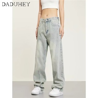 DaDuHey🎈 New American Style Ins High Street Retro Washed Jeans Niche High Waist Wide Leg Pants Plus Size Pants