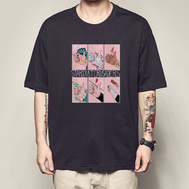 jojos-bizarre-adventure-แฟชั่นเสื้อยืดอนิเมะ-ผ้าฝ้ายแท้พิมพ์ลาย-unisex-เสื้อผ้า