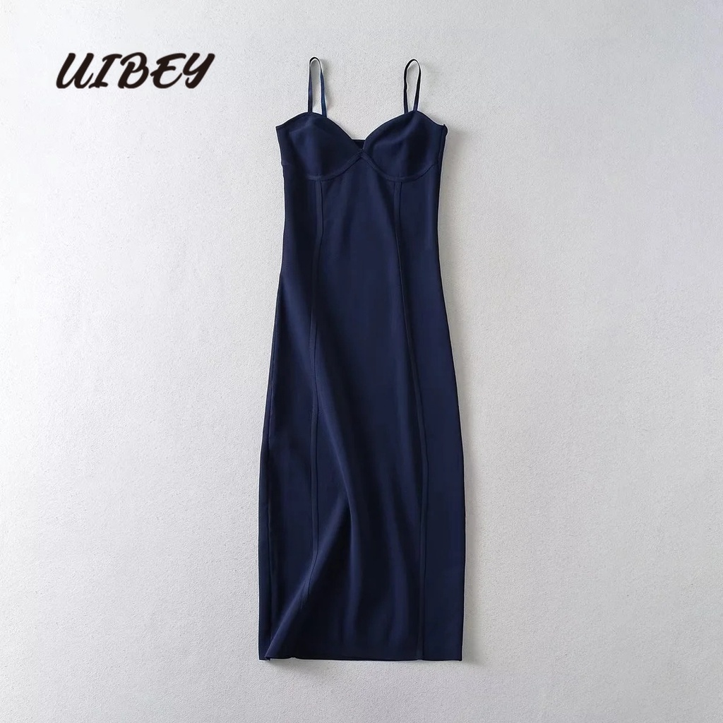 uibey-ชุดเดรส-คอวี-ผ้าถัก-รัดรูป-แบบบาง-เพาะปลูกด้วยตัวเอง-2496