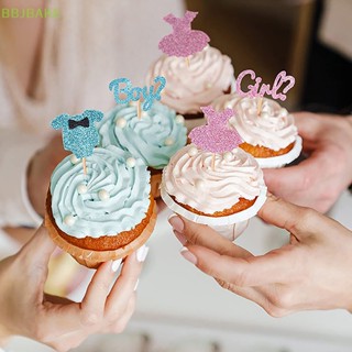 [FSBA] 12Pcs Boy or Girl Cupcake Toppers Food Dessert Cake Picks for Gender Reveal Party Decoration Supplies Pink Blue Baby Shower Gift  KCB