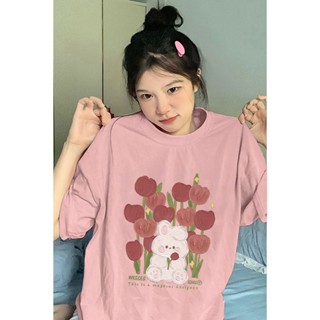 เสื้อยืดแขนสั้น ทรงหลวม ขนาดใหญ่ แฟชั่นฤดูร้อน สไตล์เกาหลี สําหรับผู้หญิง
