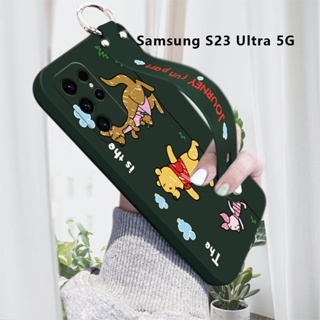 สําหรับ Samsung Galaxy S23 Ultra S23 Plus S23 5G เคสโทรศัพท์มือถือ ซิลิโคนนิ่ม กันกระแทก กันรอยกล้อง ลายการ์ตูนจิงโจ้น่ารัก พร้อมสายคล้องข้อมือ