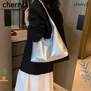 Cherry3 กระเป๋าถือ กระเป๋าสะพายข้าง หนัง PU ความจุขนาดใหญ่ สีพื้น สําหรับผู้หญิง และผู้ชาย