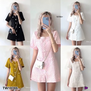 S4U 💗พร้อมส่ง  เดรสรังผึ้ง คอเหลี่ยม กระดุมหน้า เสื้อผ้าผู้หญิง ชุดเซ็ท เดรส ชุดไปทะเล เสื้อผ้าสาวอวบ