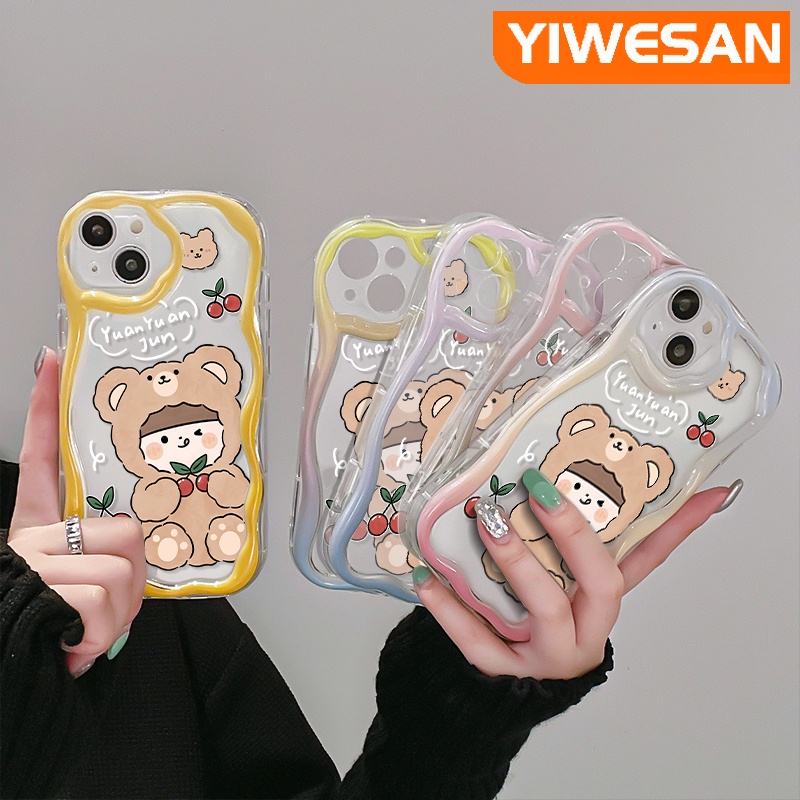เคสโทรศัพท์มือถือแบบนิ่ม-ใส-กันกระแทก-ลายการ์ตูนหมี-เชอร์รี่-เด็กผู้หญิง-สําหรับ-iphone-12-12-pro-12-mini-12-pro-max