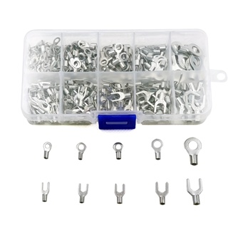 320pcs Non-Insulated Ring Terminal &amp; Fork Connector Kit 22-12 AWG Wire Lugs Battery Cable Terminals