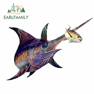 Earlfamily สติกเกอร์ไวนิล ลายการ์ตูน Swordfish Sword Tuna Fishing RV VAN JDM ขนาด 13 ซม. x 9.4 ซม. สําหรับติดตกแต่งรถยนต์ รถจักรยานยนต์