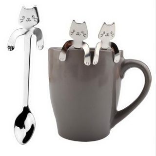 Stainless Steel Cat Coffee Drink Spoon Tableware Kitchen Supplies Hanging cups Clearance sale