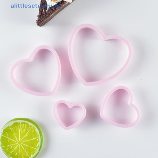 Alittlese แม่พิมพ์พลาสติก รูปหัวใจ สําหรับทําคุ้กกี้ บิสกิต เค้ก น้ําตาล 4 ชิ้น