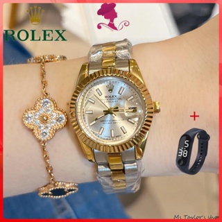 [R.O.L.E.X] นาฬิกาข้อมือผู้หญิง นาฬิกาผู้หญิงของแท้ หรูหราแฟชั่นปฏิทินนำเข้าควอตซ์เคลื่อนไหวเต่าฮาวทองสแตนเลสสายนาฬิกาข้อมือสตรี 32415