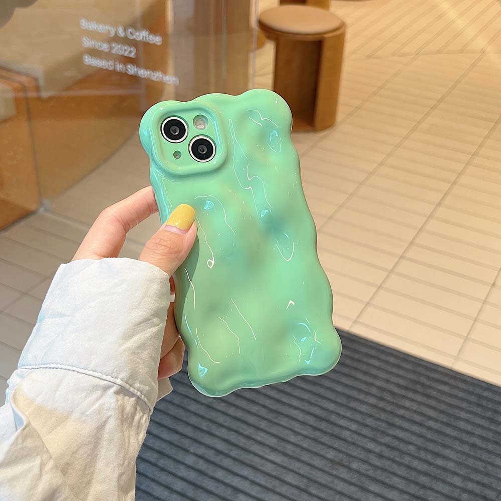 เคสโทรศัพท์มือถือแบบนิ่ม-กันกระแทก-ลายคลื่นน่ารัก-3d-สีครีม-เรียบง่าย-หรูหรา-สําหรับ-iphone-14promax-12promax-13promax-14-14pro-11