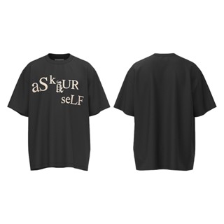 Askyurself เสื้อยืดแขนสั้น พิมพ์ลายตัวอักษร ทรงหลวม สไตล์วินเทจ แฟชั่นสตรีท