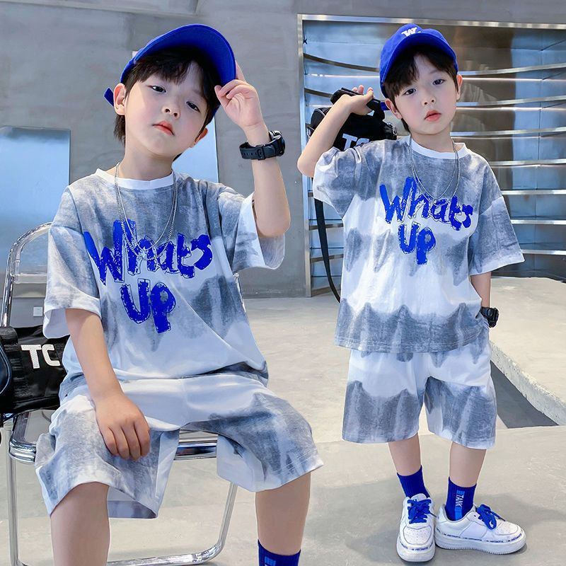 boy-summer-set-2023-new-childrens-fried-street-short-sleeves-two-piece-set