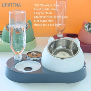 URATTNA Cat Food Bowl Grade 304 Stainless Steel 200ml Capacity Elevated Tilt Pet for Cats Dogs White