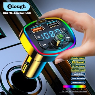 Elough เครื่องเล่นเพลง MP3 บลูทูธ 5.0 USB C PD 18W Type C แฮนด์ฟรี รับสัญญาณเสียง สําหรับรถยนต์