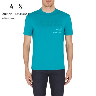 AX Armani Exchange เสื้อยืดผู้ชาย รุ่น AX3RZTCAZJ3VZ15CL - สีฟ้า