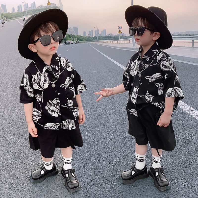 พร้อมส่ง-ขายดี-ชุดเสื้อแขนสั้น-กางเกงขาสั้น-ลายดอกไม้-สองชิ้น-แฟชั่นเกาหลี-ญี่ปุ่น-สําหรับเด็กผู้ชาย-และเด็กผู้หญิง-2023