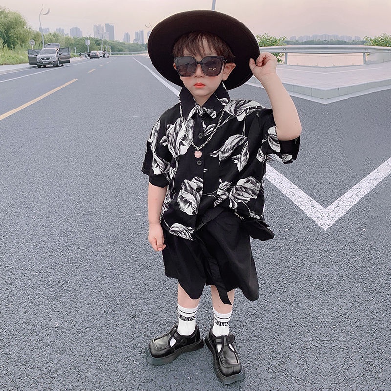 พร้อมส่ง-ขายดี-ชุดเสื้อแขนสั้น-กางเกงขาสั้น-ลายดอกไม้-สองชิ้น-แฟชั่นเกาหลี-ญี่ปุ่น-สําหรับเด็กผู้ชาย-และเด็กผู้หญิง-2023