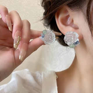 Deartiara Sen Style ต่างหูดอกไม้ ดีไซน์เฉพาะหญิง ต่างหูระดับไฮเอนด์ และประณีต น้ําหอมขนาดเล็ก ต่างหูย้อนยุค