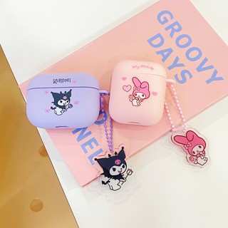 เคสหูฟัง TPU เนื้อแมตต์ ลาย Sanrio My Melody Kuromi kitty พร้อมจี้ สําหรับ Apple AirPods 1 2 3 Pro 2