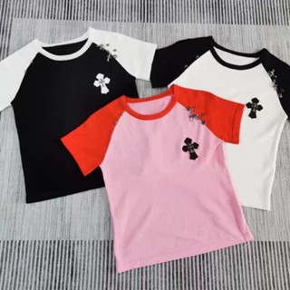 ใหม่ เสื้อยืดกันหนาว แขนสั้น โครเมี่ยม ใส่สบาย ลายหัวใจ แฟชั่น 2023