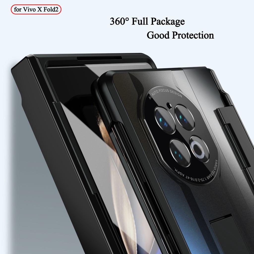 เคสโทรศัพท์มือถือแบบแก้ว-ฝาพับ-พร้อมขาตั้ง-หรูหรา-สําหรับ-vivo-x-fold2-x-fold-2-case-luxury-premium-plating-hinge-for-vivo-x-fold2-x-fold-2