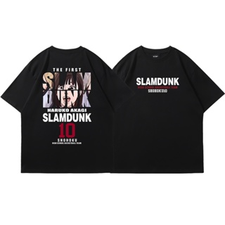 【สปอตสินค้า】 Slam Dunk Anime Movie เสื้อยืดแขนสั้นพิมพ์ลายเสื้อยืดผ้าฝ้ายเทรนด์แฟชั่นอะนิเมะชั้นนำ
