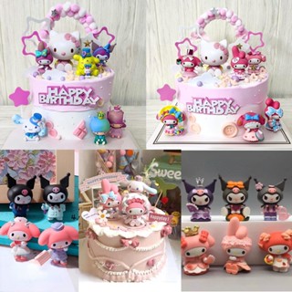 ฟิกเกอร์ PVC รูปการ์ตูนอนิเมะ Sanrio My Melody Kuromi KT สําหรับตกแต่งเค้กวันเกิด DIY