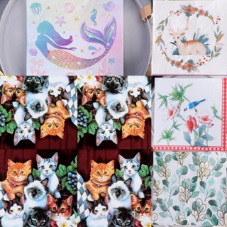 กระดาษเช็ดปาก พิมพ์ลายกวาง แมว สีสันสดใส สร้างสรรค์ สําหรับตกแต่ง 20 ชิ้น / แพ็ค
