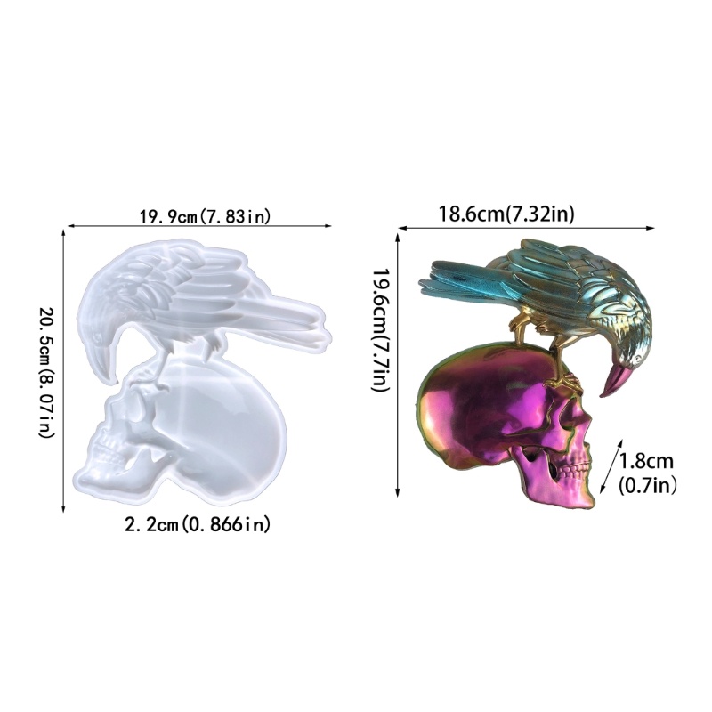 แม่พิมพ์ซิลิโคน-เรซิ่น-รูปหัวกะโหลก-อีกา-ขนาดใหญ่-สีเข้ม-สําหรับตกแต่งผนัง-คอนกรีต-ปูนปลาสเตอร์