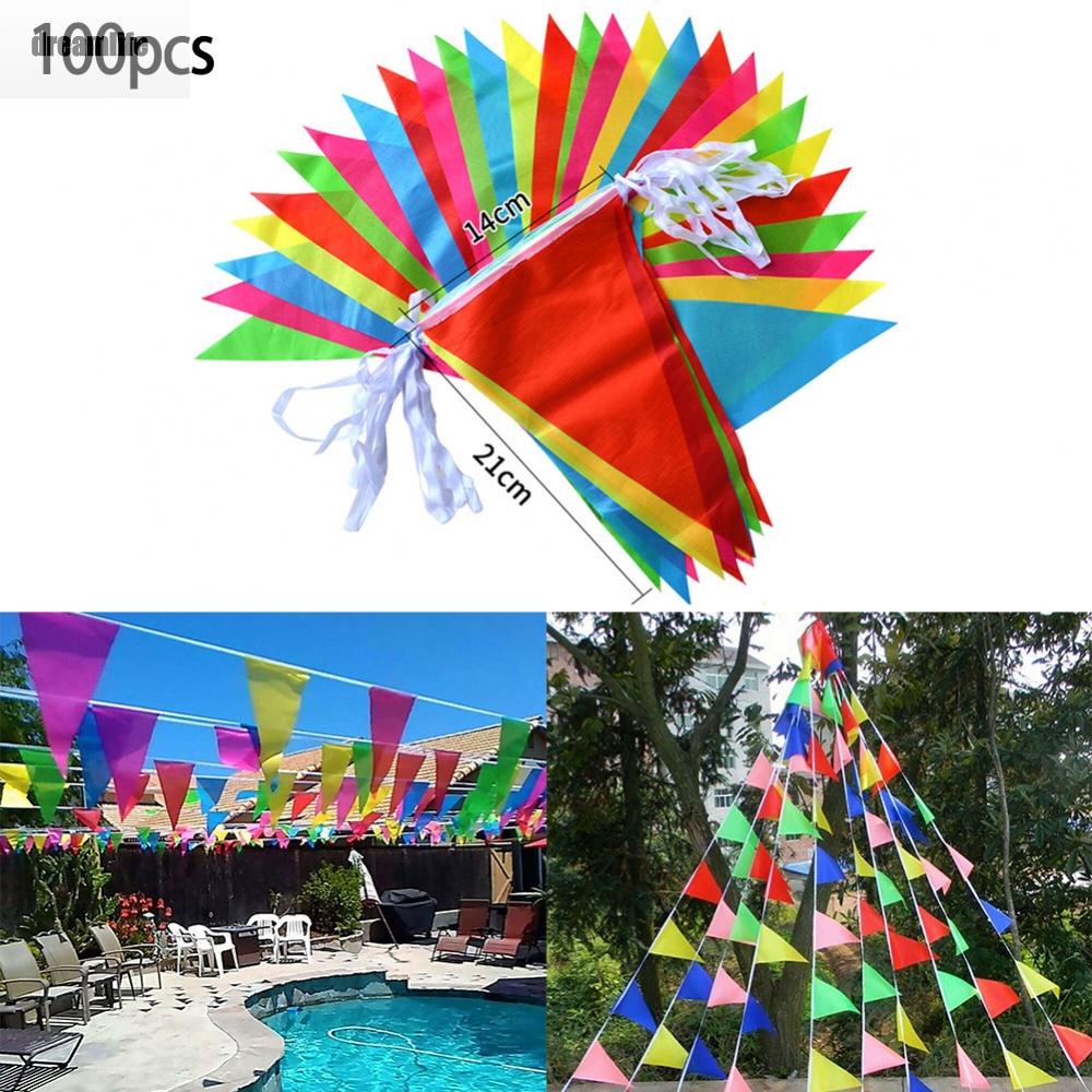 dreamlife-100-flags-50m-taffeta-multicolored-triangle-bunting-banner-pennant-festive-decor