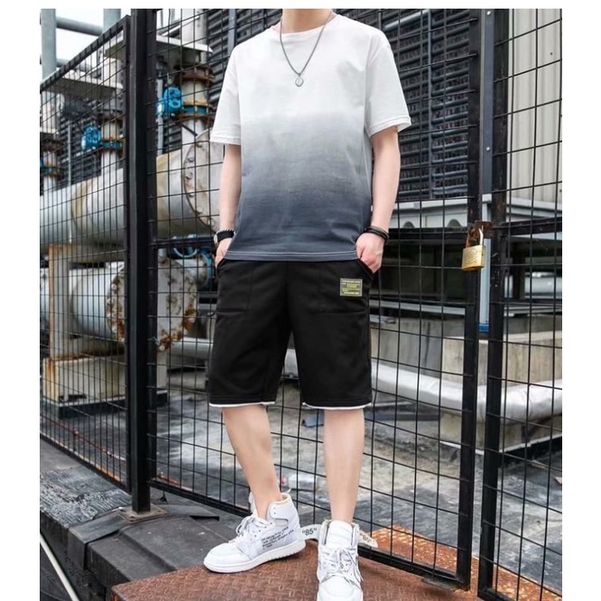 clothing-fashion-ชุดเซต-2-ชิ้น-ผู้ชาย-เสื้อยืดคอกลมเเขนสั้นและกางเกงขาสั้น-สีพื้น-รุ่น-0155
