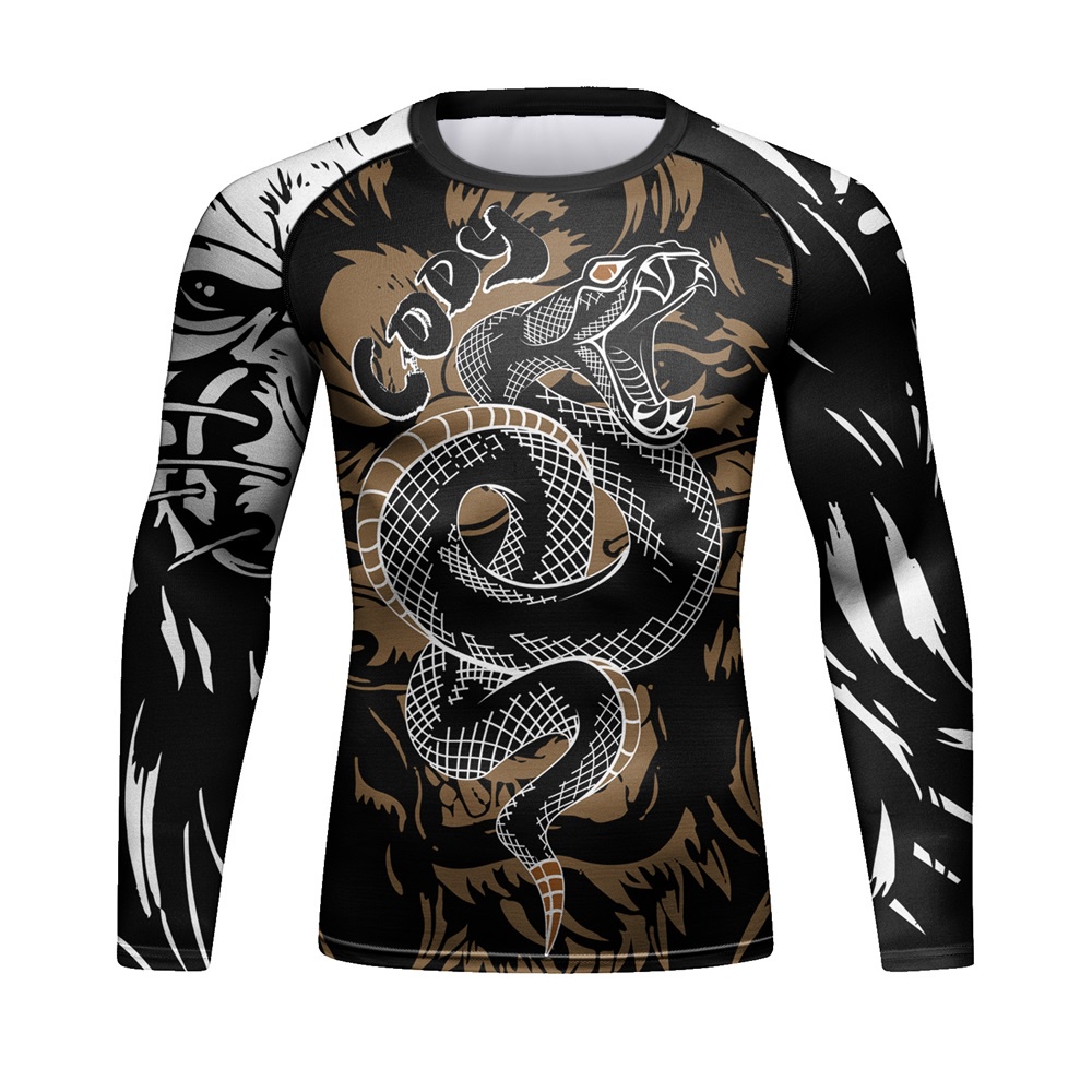 เสื้อยืด พิมพ์ลาย BJJ Rash Guard Jiu Jitsu Rashguard Kickboxing