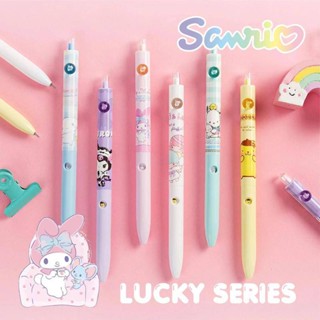 6 ชิ้น / แพ็ค Sanrio สัตว์ เป็นกลาง ปากกา Kawaii Mymelody Kuromi Cinnamoroll Pom Pom Purin Pochacco เป็นกลาง ปากกาการ์ตูน นักเรียน ตะขอกด ปากกา เครื่องเขียน ของขวัญเด็ก