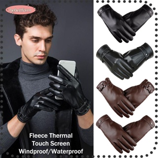 Bebettkiss 1 Pair Fashion Leather Gloves Fleece Mens Windproof Thermal Full Finge Driving Accessories