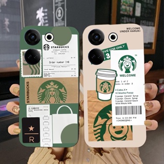 เคสโทรศัพท์มือถือแบบนิ่ม ขอบสี่เหลี่ยม ลาย Starbucks สําหรับ Tecno Camon 20 20 Pro 4G 5G