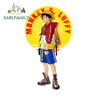 Earlfamily สติกเกอร์กันแดด กันน้ํา ลาย One Piece Luffy 13 ซม. สําหรับตกแต่งรถยนต์ แล็ปท็อป
