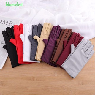 BLUEVELVET ถุงมือขับรถ ถุงมือกีฬา ผ้าสแปนเด็กซ์ ยืดหยุ่น ทนต่อการขัดถู ป้องกันรังสีอัลตราไวโอเลต สีพื้น สําหรับกลางแจ้ง งานแต่งงาน