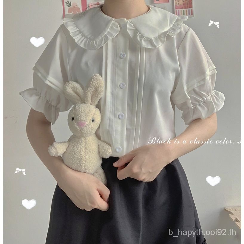 สาวญี่ปุ่นน่ารักสาวน้อยหูไม้lolitaซับในแขนสั้นแบบพื้นฐานjkเสื้อคอตุ๊กตานักเรียนsl6694