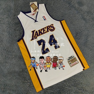 ลูกบาสเก็ตบอล NBA Mitchell &amp; Ness Los Angeles Lakers อเนกประสงค์ สําหรับผู้ชาย #24 เสื้อกีฬาแขนสั้น ลายทีม Kobe Bryant 2008-09 สีขาว 386591
