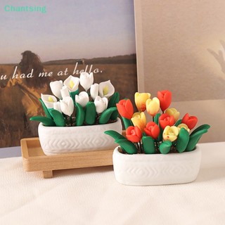 &lt;Chantsing&gt; โมเดลกระถางดอกไม้ทิวลิปจิ๋ว 1:12 สําหรับตกแต่งบ้านตุ๊กตา ลดราคา